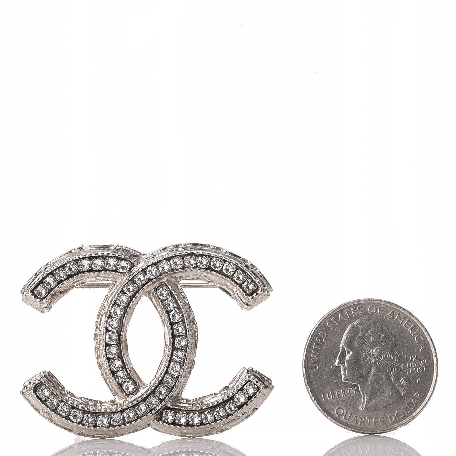 Chanel Crystal CC Brooch Silver 3 of 6