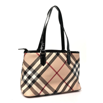 Burberry Metallic Calfskin Nova Check Small Nickie Tote Black 2 of 9