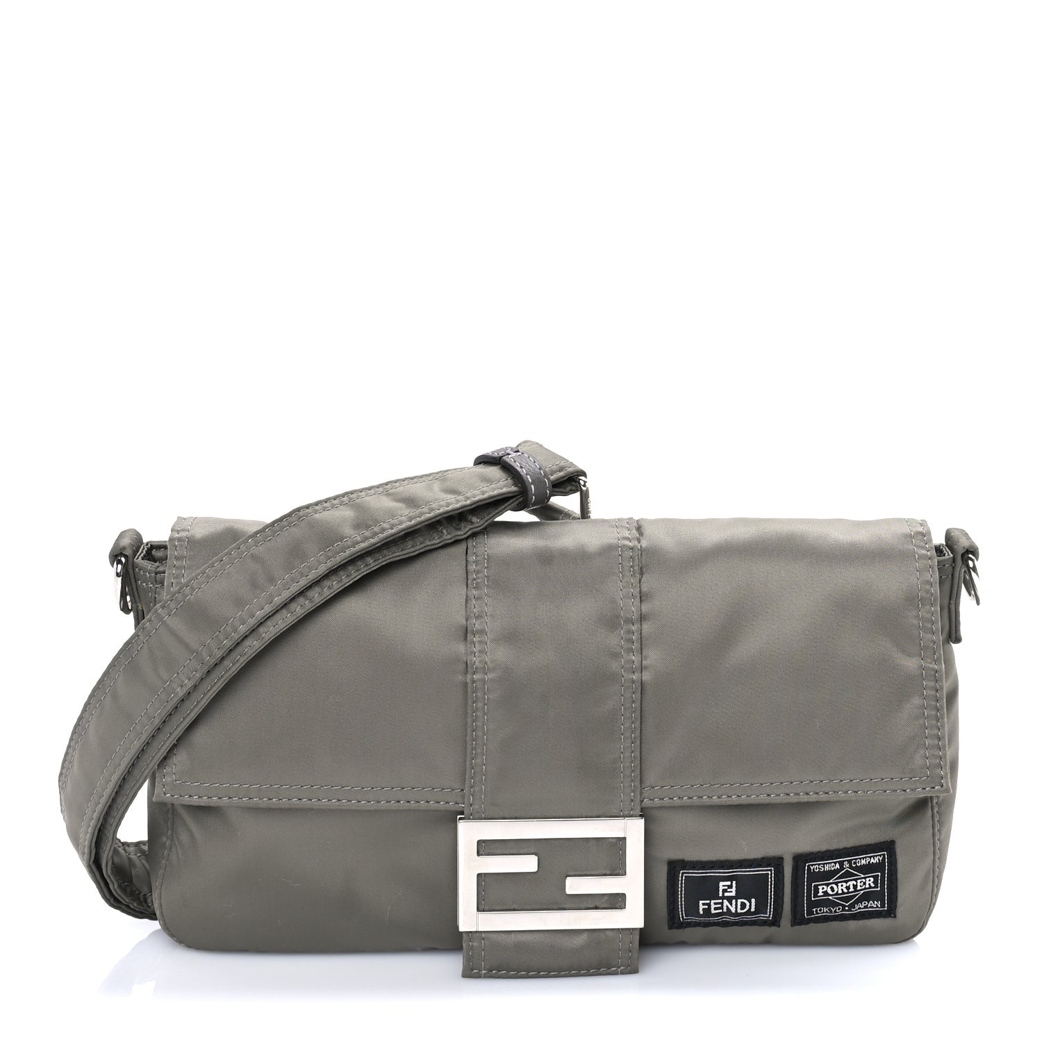 Fendi X PORTER Nylon Regular Belt Baguette Bag Khaki 1 of 7
