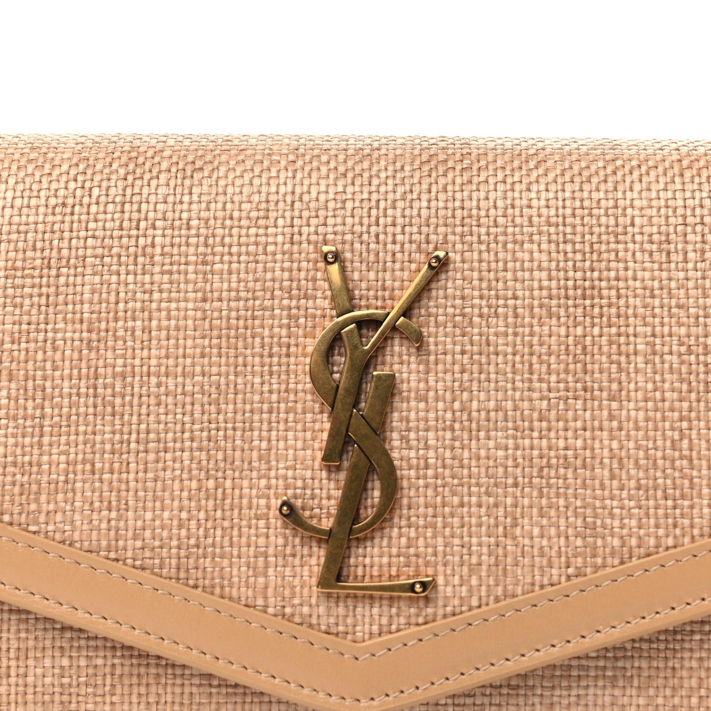 Micro Raffia Monogram Uptown Chain Wallet Natural Hay Blush