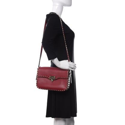 Valentino Garavani Vitello Medium Rockstud Flap Saddle Bag Scarlet 2 of 9