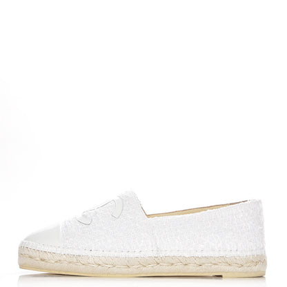 Chanel Tweed Patent CC Espadrilles 42 White 1 of 11