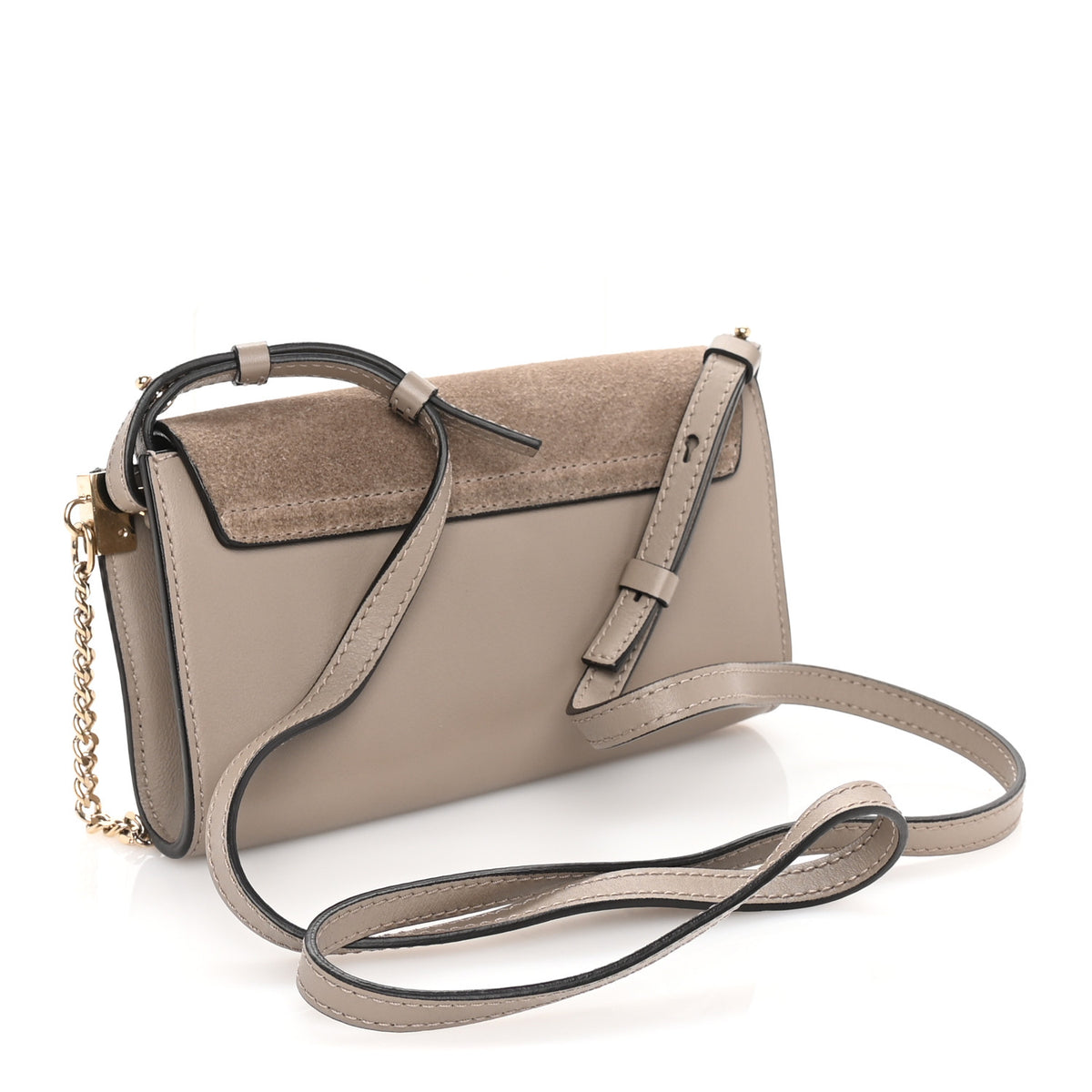 Suede Calfskin Small Faye Shoulder Bag Grey