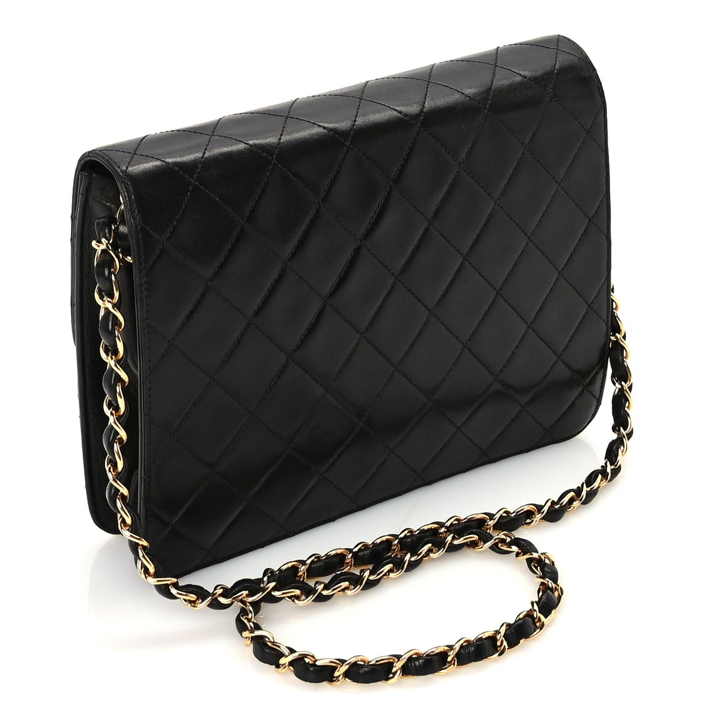 Lambskin Quilted Small Single Flap Bag Black