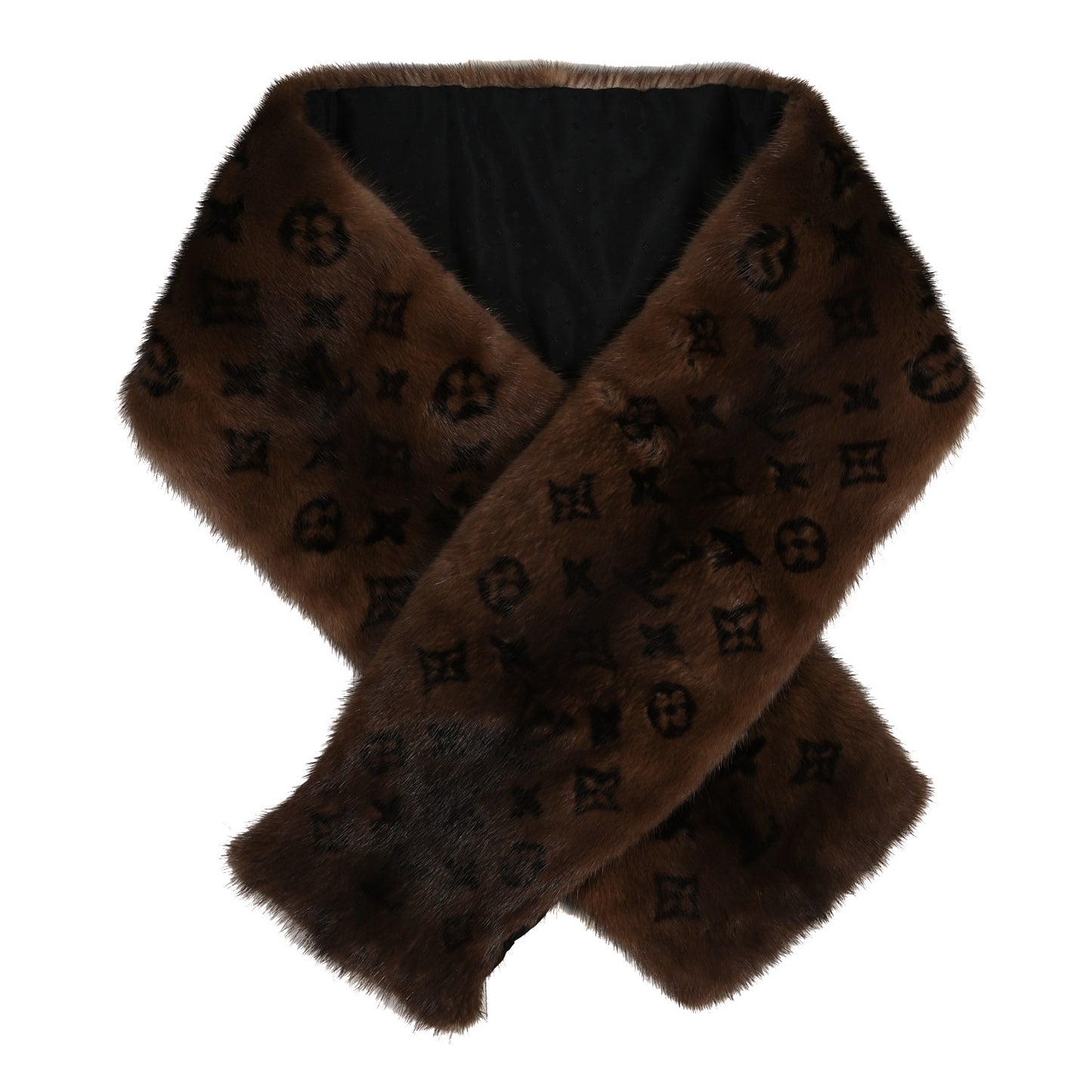 Monogram Mink Fur Scarf Stole Wrap