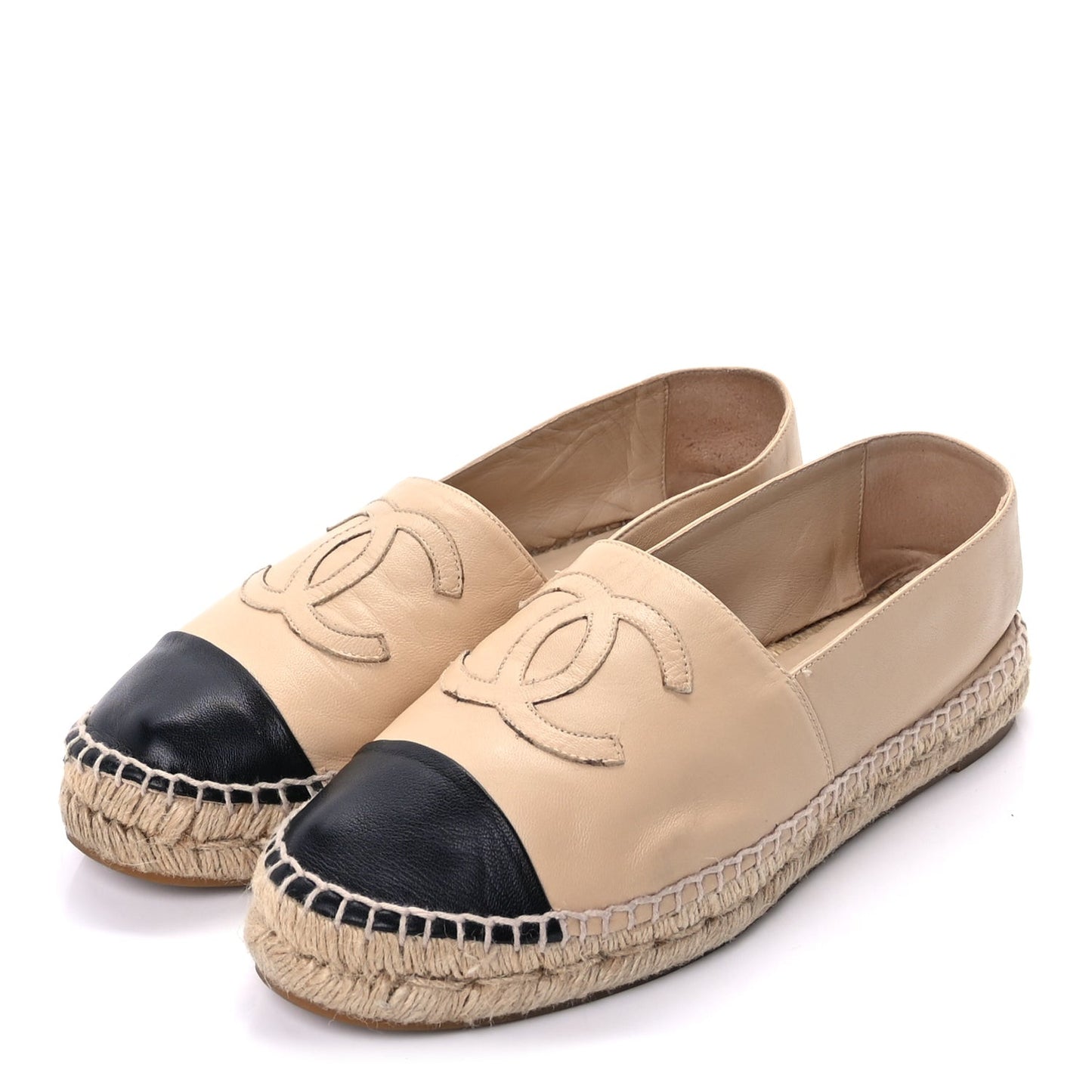 Lambskin CC Espadrilles 40 Beige Black