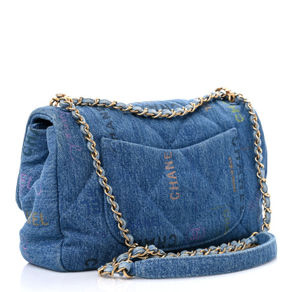 Chanel Denim Quilted Denim Large Mood Flap Blue Multicolor 3 of 13