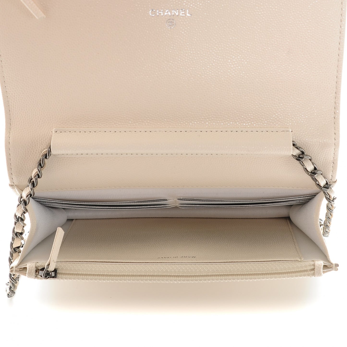 Caviar Quilted Boy Wallet On Chain WOC Ivory