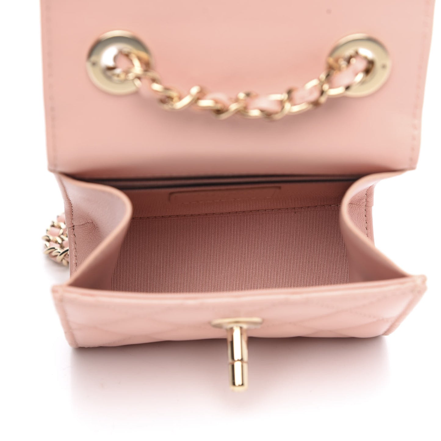 Lambskin Quilted Mini Trendy CC Clutch With Chain Light Pink