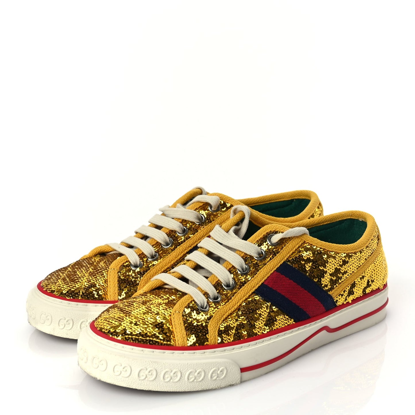 Sequin Web Matelasse Womens 1977 Tennis Sneakers 36 Gold Yellow