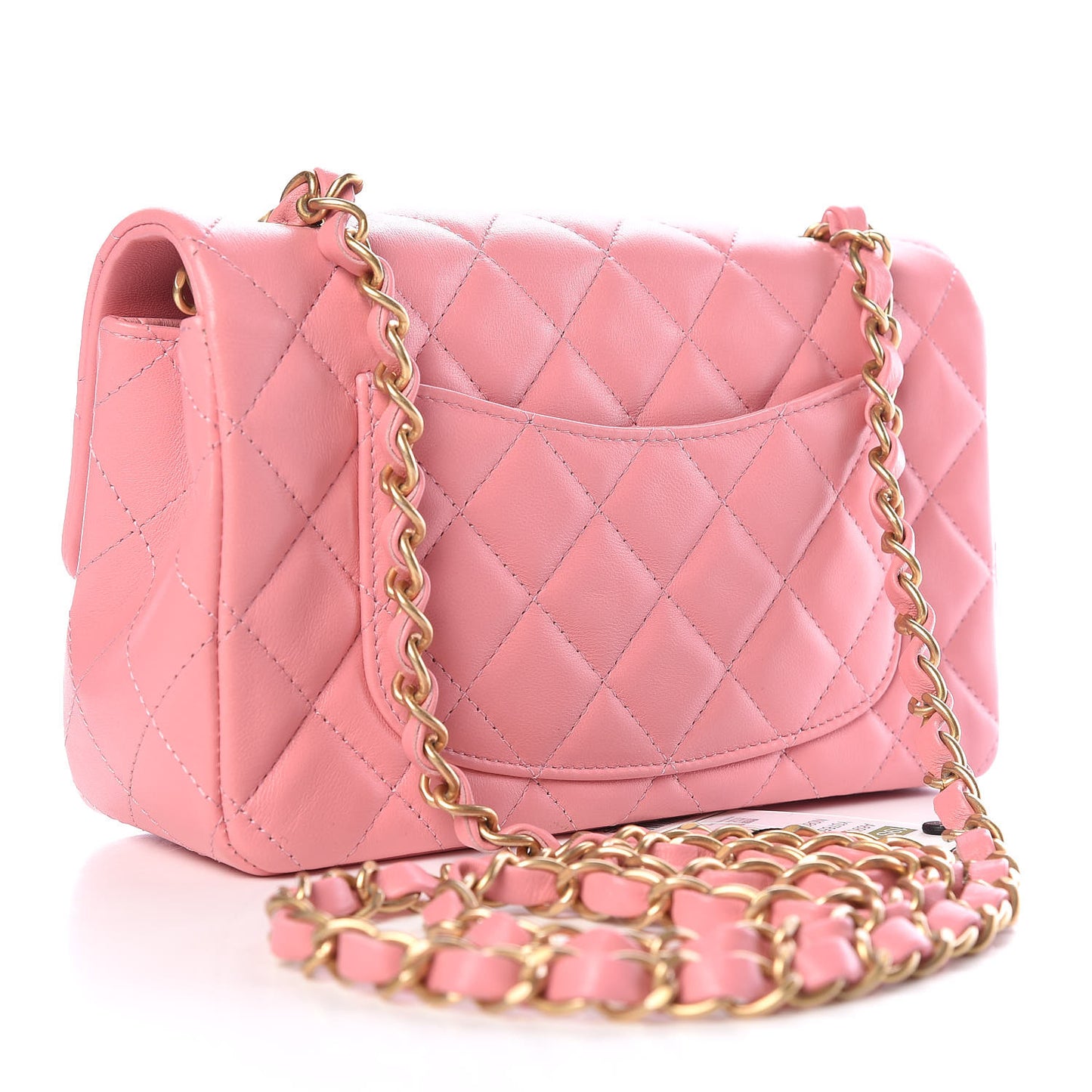Lambskin Quilted Mini Rectangular Flap Pink