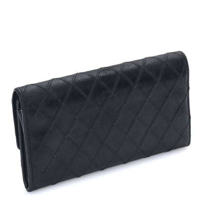 Chanel Calfskin Diamond Stitch Large Gusset Flap Wallet  Black 4 of 7