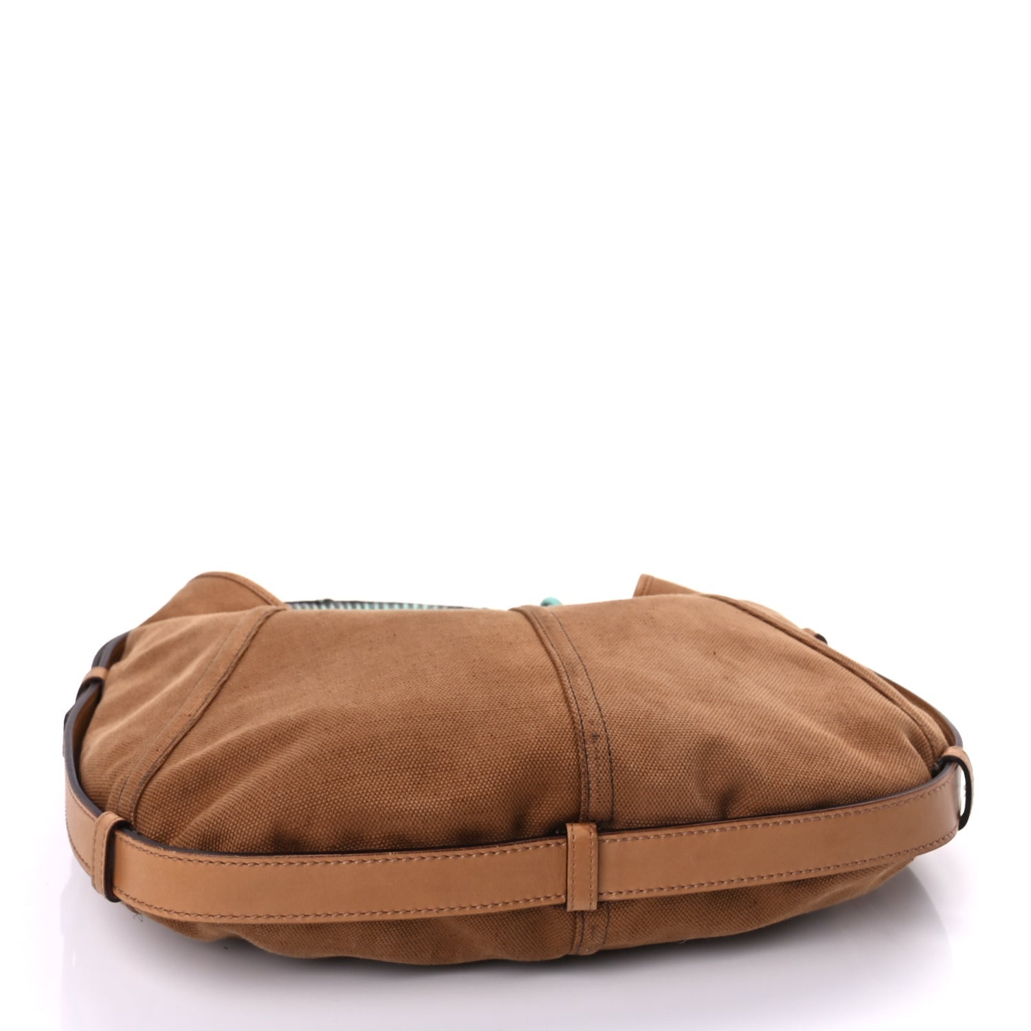Saint Laurent Canvas Mombasa Hobo Tan Turquoise 3 of 8