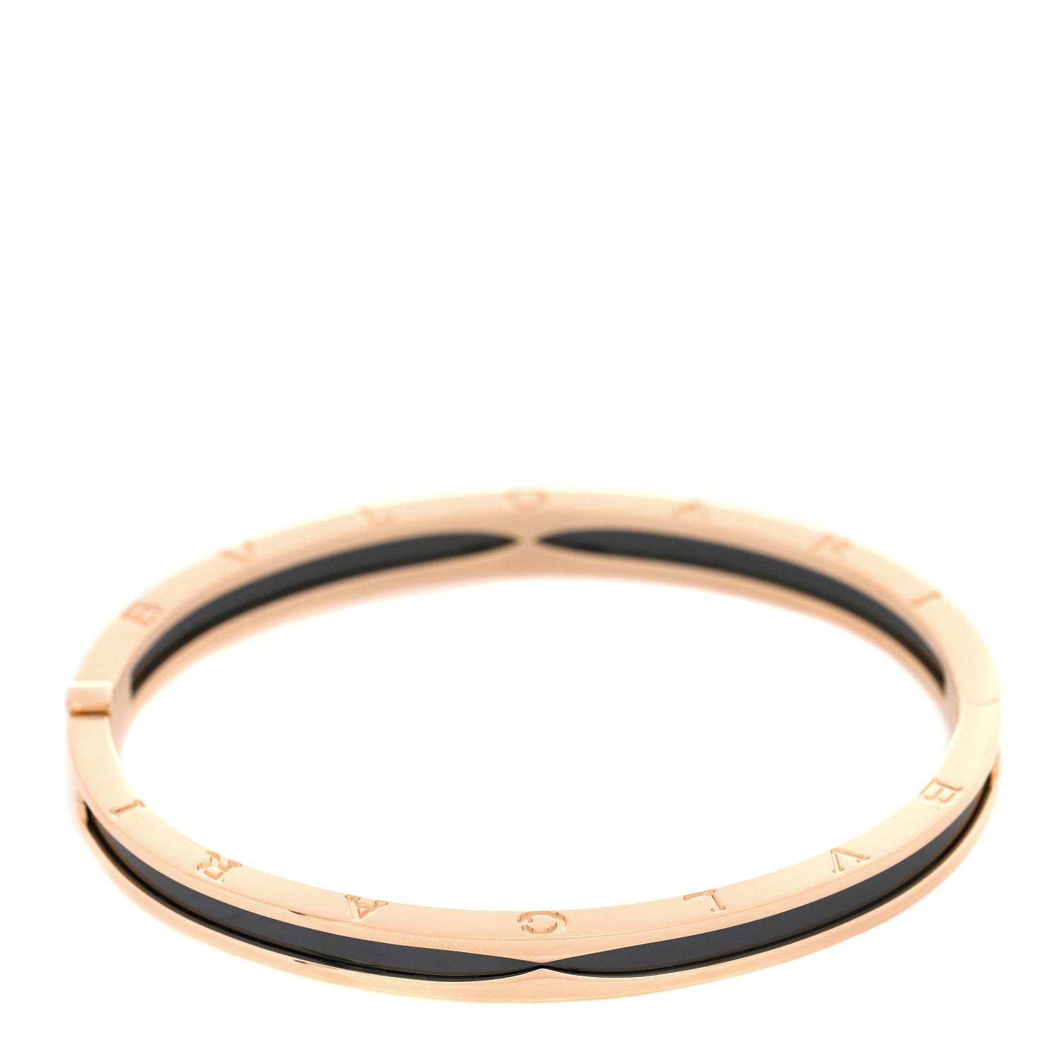 Bulgari 18K Rose Gold Black Ceramic B.Zero1 Bangle Bracelet 3 of 4