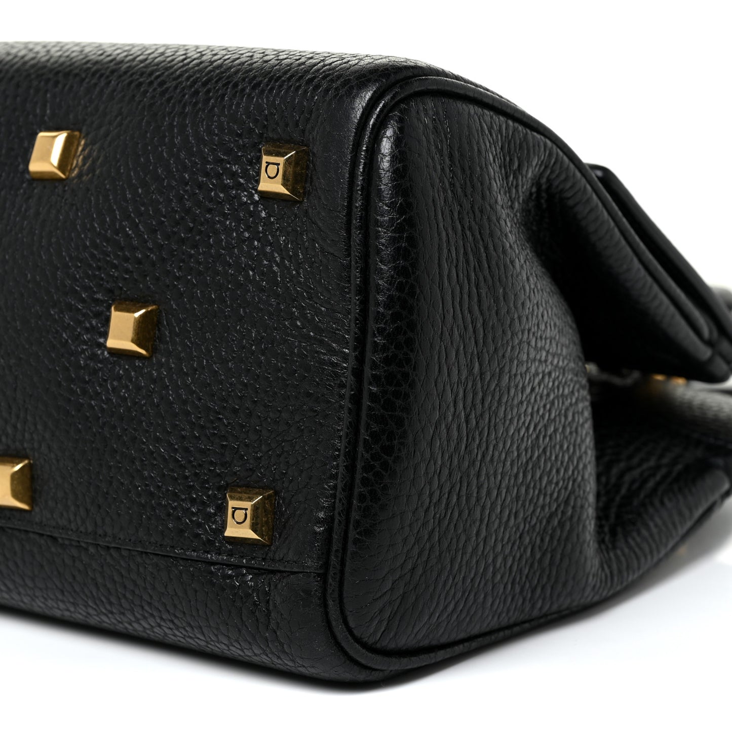 Hammered Calfskin Small Studio Rock Bag Black