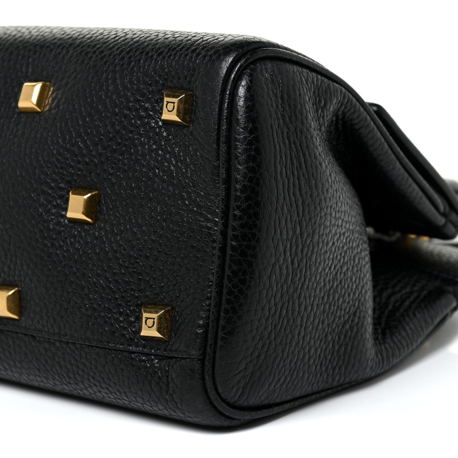 Salvatore Ferragamo Hammered Calfskin Small Studio Rock Bag Black 10 of 15