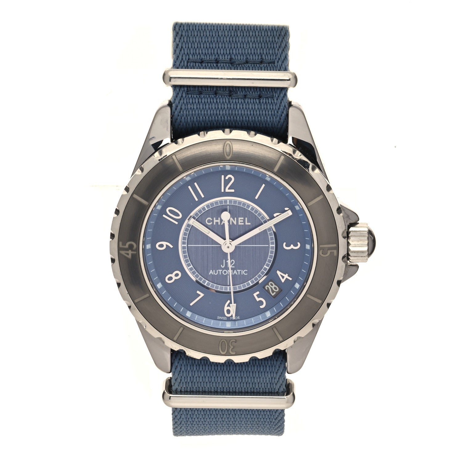Chanel Titanium Ceramic Nylon 38mm J12 Automatic Watch Blue 1 of 5