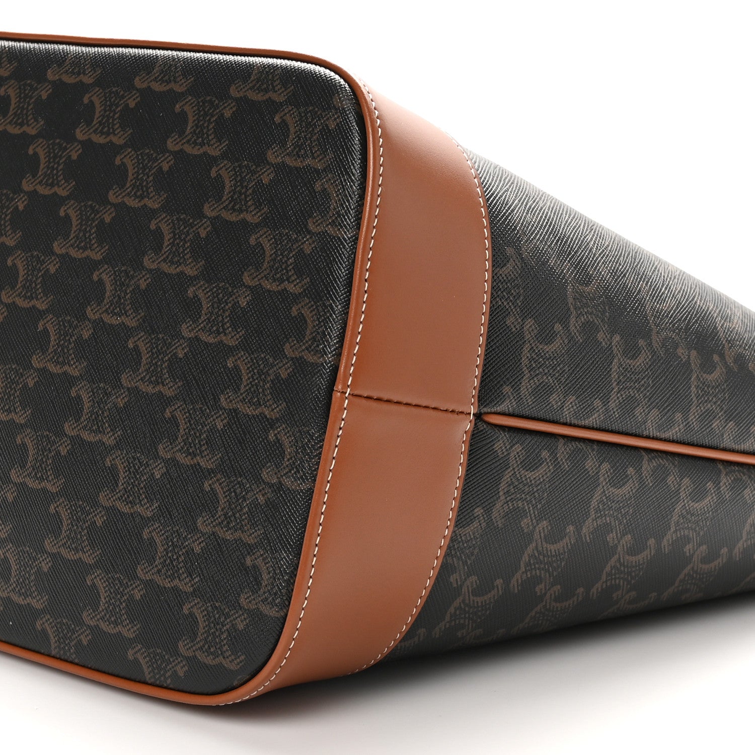 Celine Triomphe Canvas Calfskin Medium Bucket Bag Tan 10 of 10