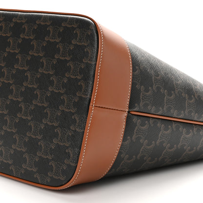 Celine Triomphe Canvas Calfskin Medium Bucket Bag Tan 10 of 10