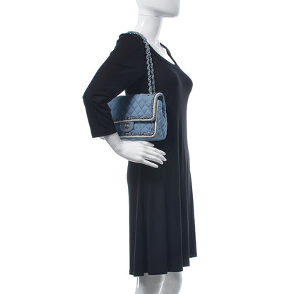Chanel Denim Braided Medium Flap Bag Light Blue 3 of 14