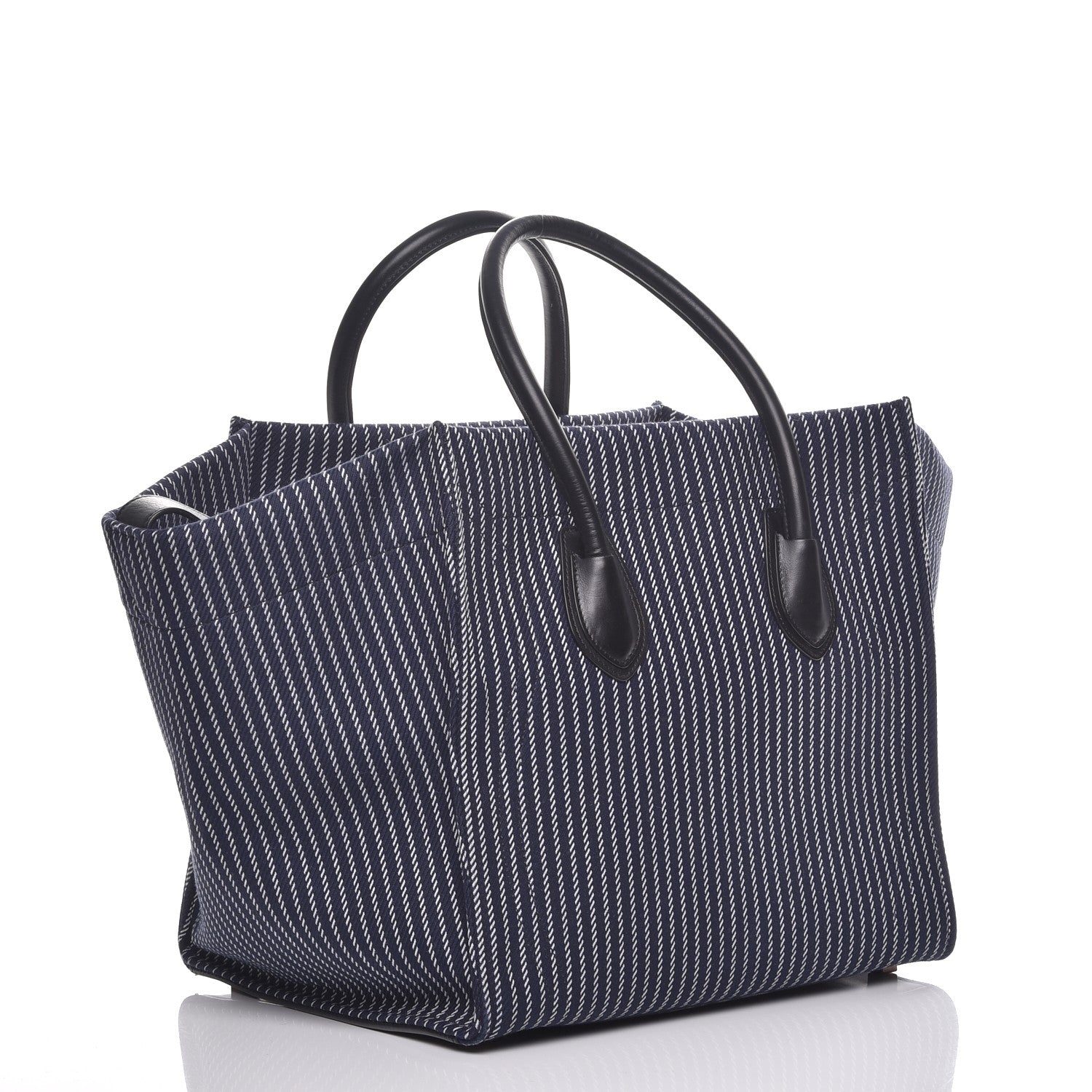 Celine Cotton Canvas Striped Medium Phantom Luggage Navy White 3 of 10