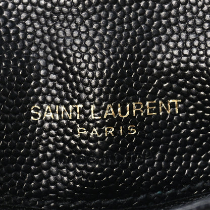 Saint Laurent Grain De Poudre Matelasse Chevron Cassandre Fragments Zippered Card Case Black 6 of 7
