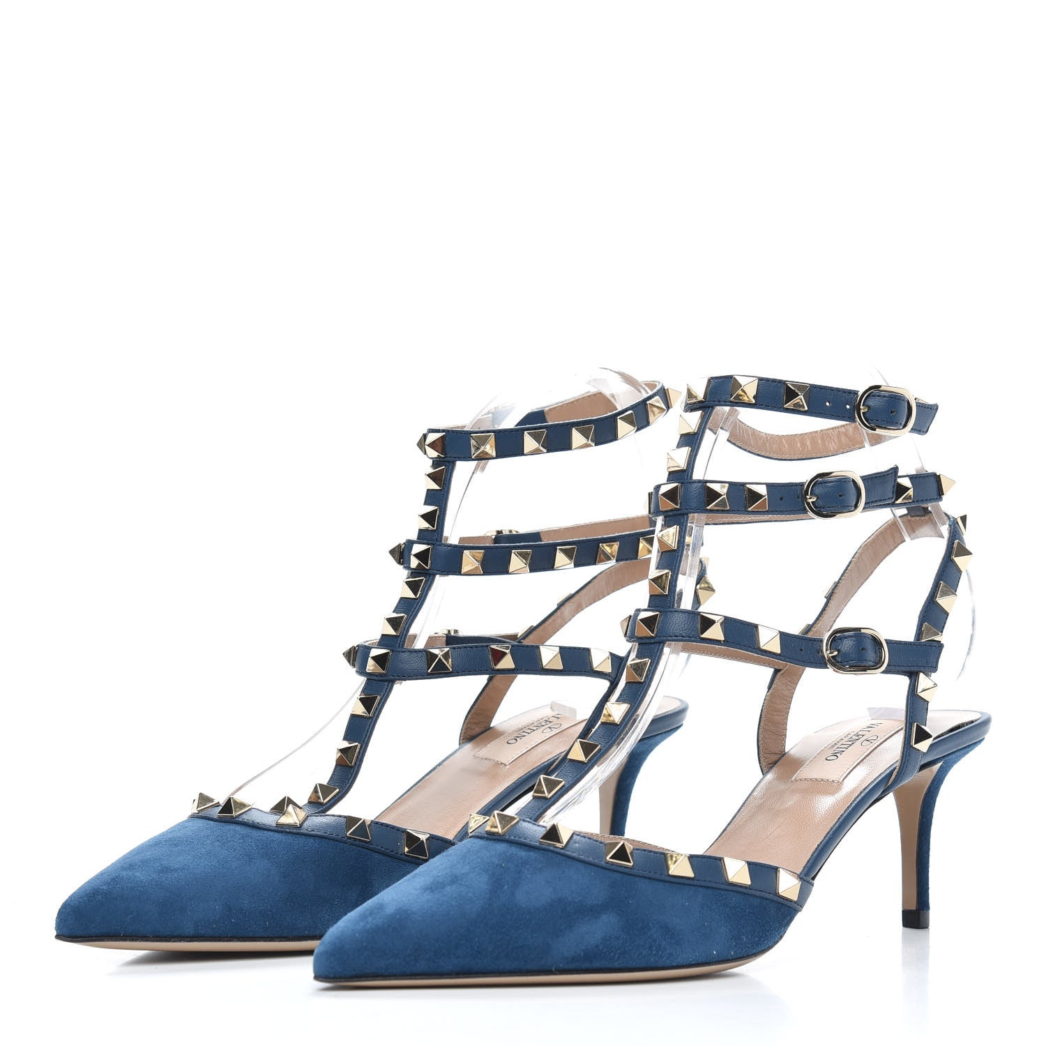 Valentino Garavani Suede Rockstud Ankle Strap 65mm Pumps 38.5 Peacock 3 of 7