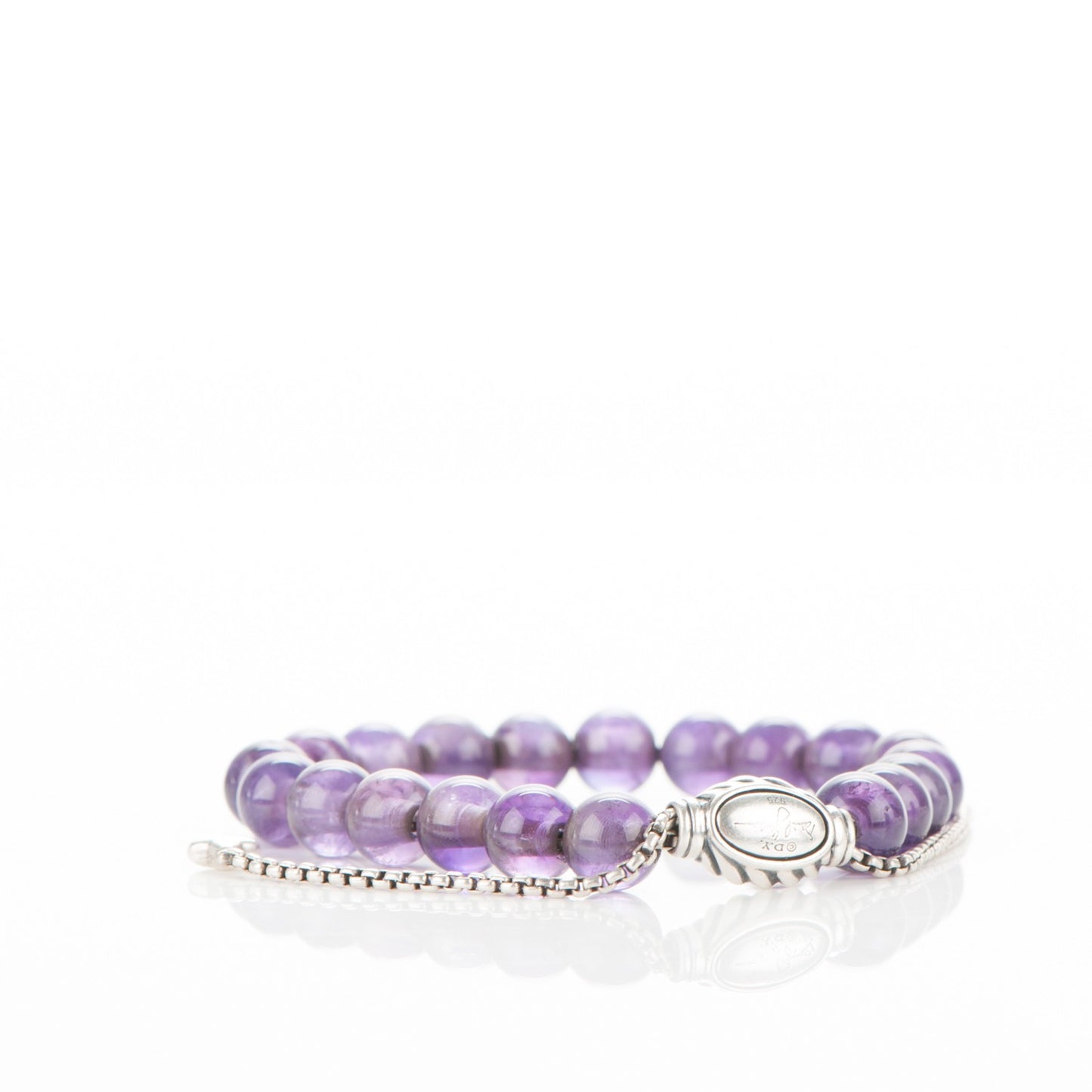 Sterling Silver Amethyst 8mm Spiritual Beads Bracelet