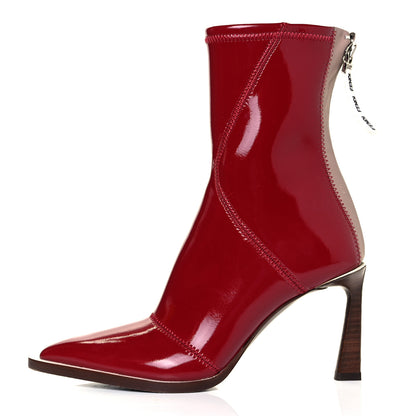 Fendi Glossy Neoprene FFrame Ankle Boots 36 Rosso Ciliegia 1 of 7