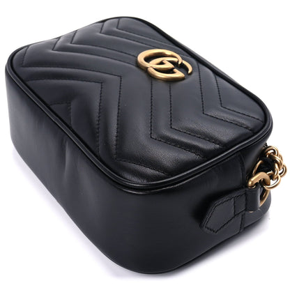Gucci Calfskin Matelasse Mini GG Marmont Chain Shoulder Bag  Black 7 of 7