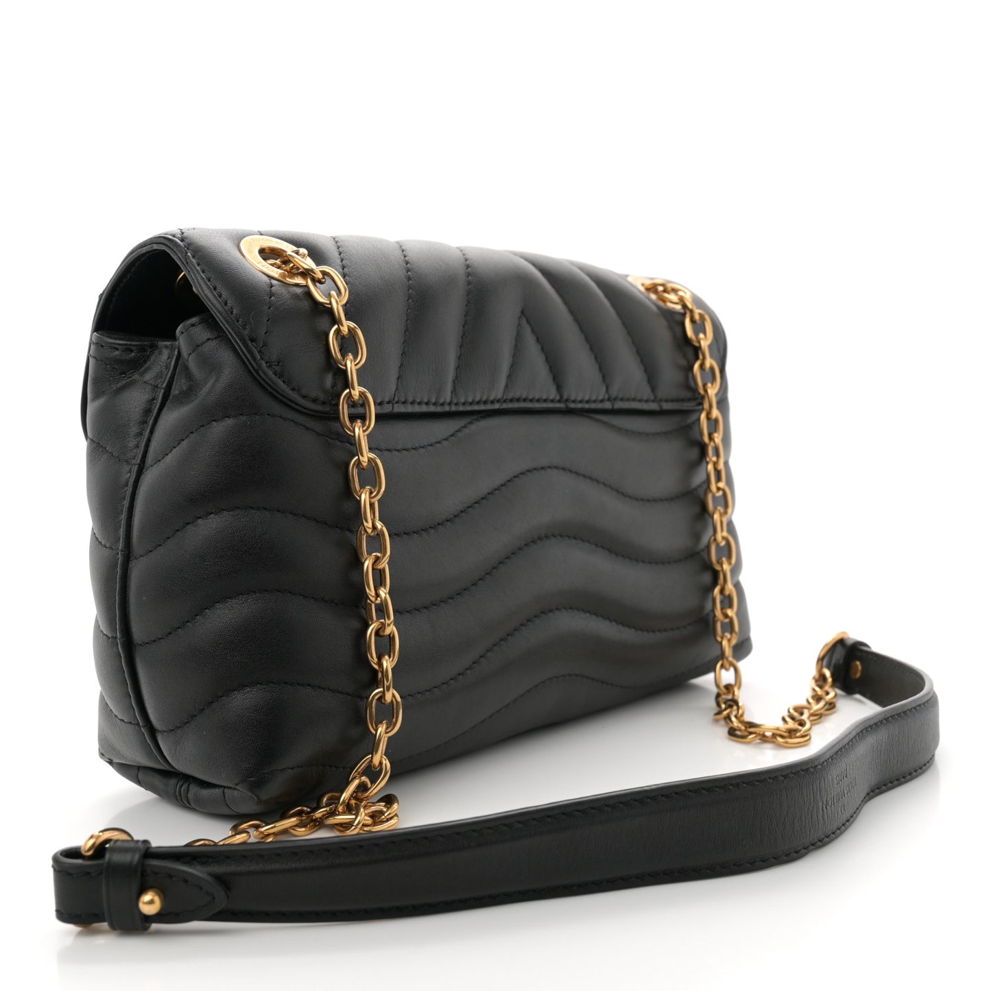 Calfskin New Wave Chain Bag MM NM Black