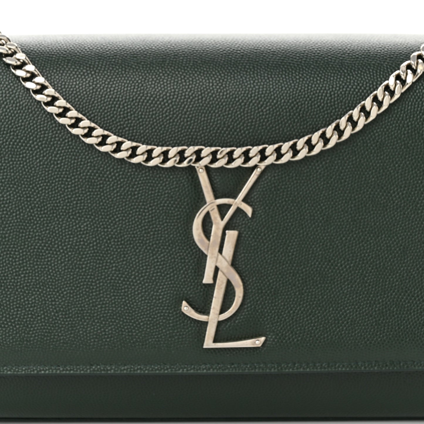 Grain De Poudre Medium Monogram Kate Satchel Vert Fonce