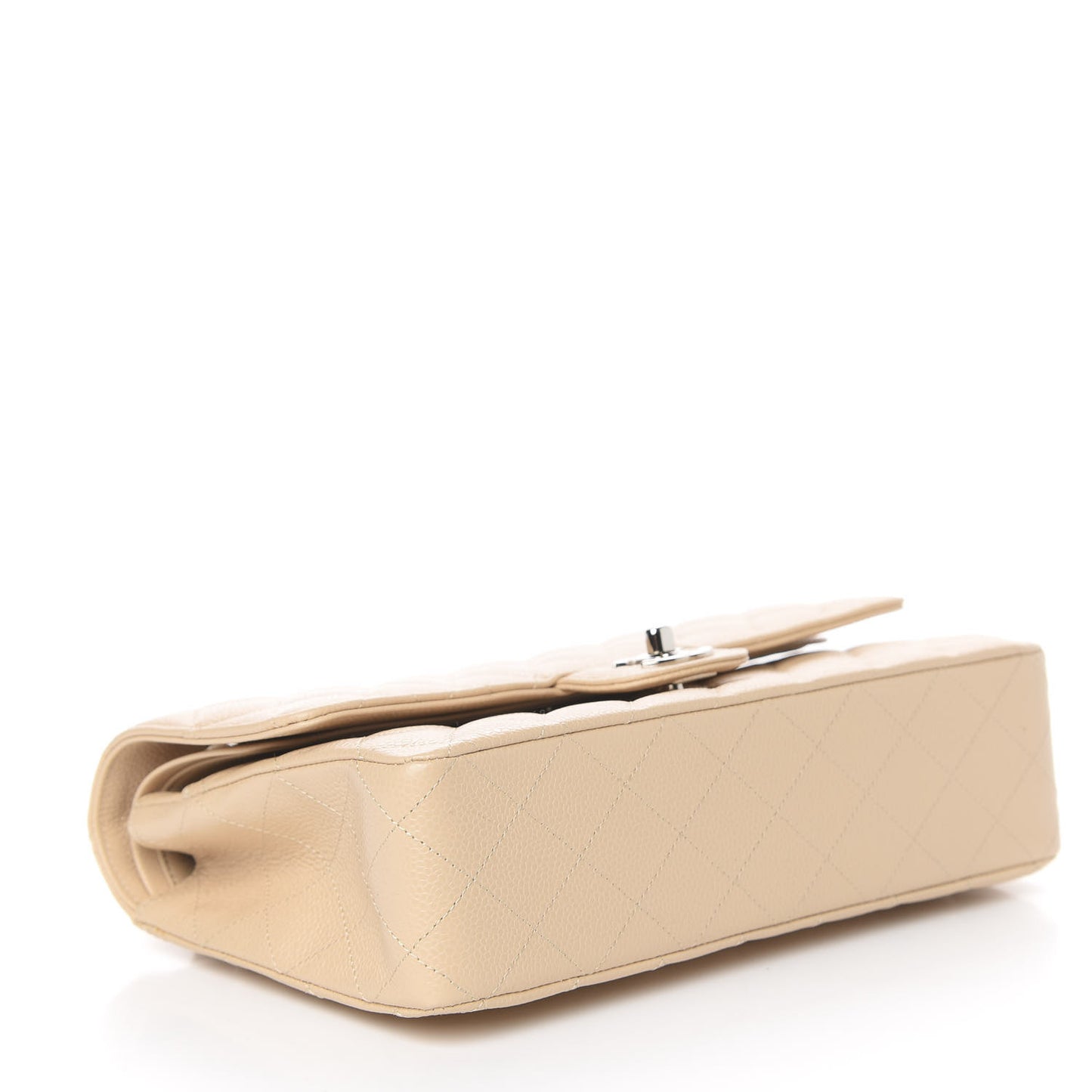 Caviar Quilted Medium Double Flap Beige Clair