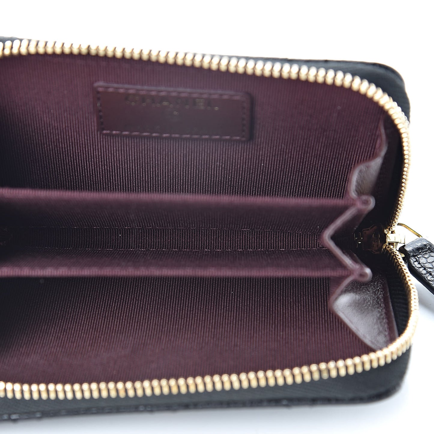 Caviar Quilted Zip Coin Purse Black