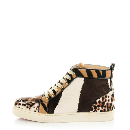 Christian Louboutin Calf Hair Animal Print Rantus Orlato Flat Sneakers 38.5 Multicolor 1 of 9