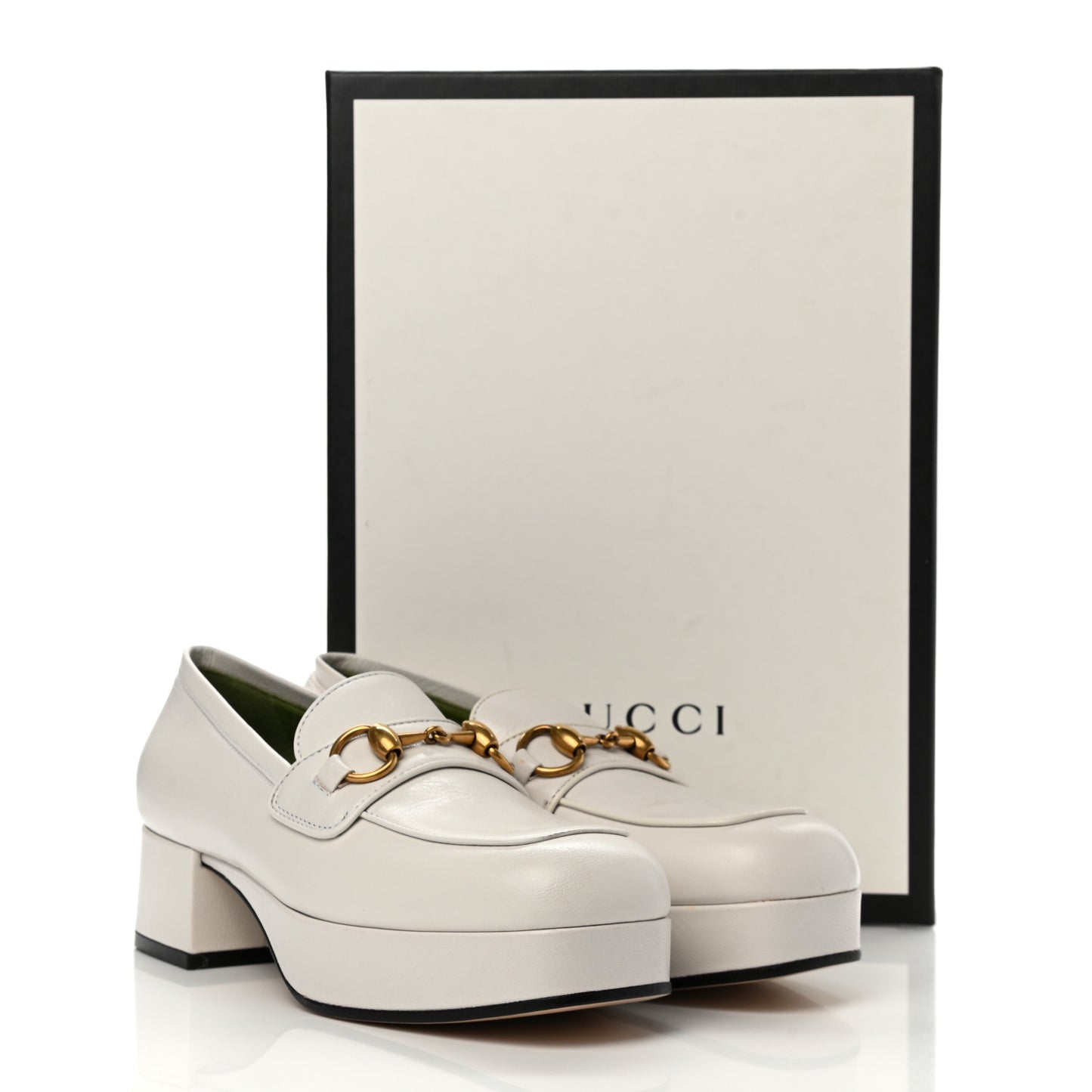 Goatskin Houdan Platform Loafers 36 Great White