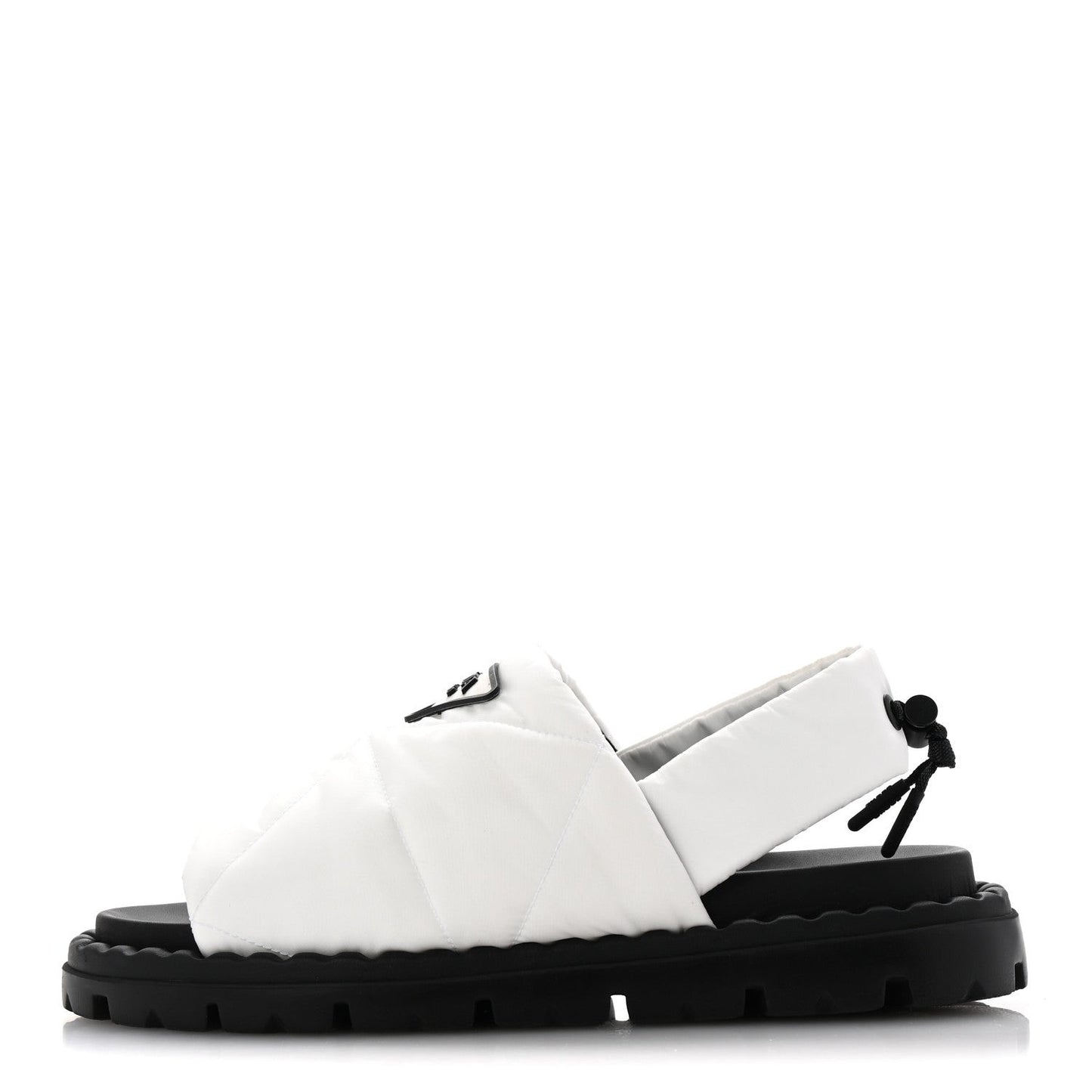 Nylon Triangle Logo Padded Slingback Sandals 38 White