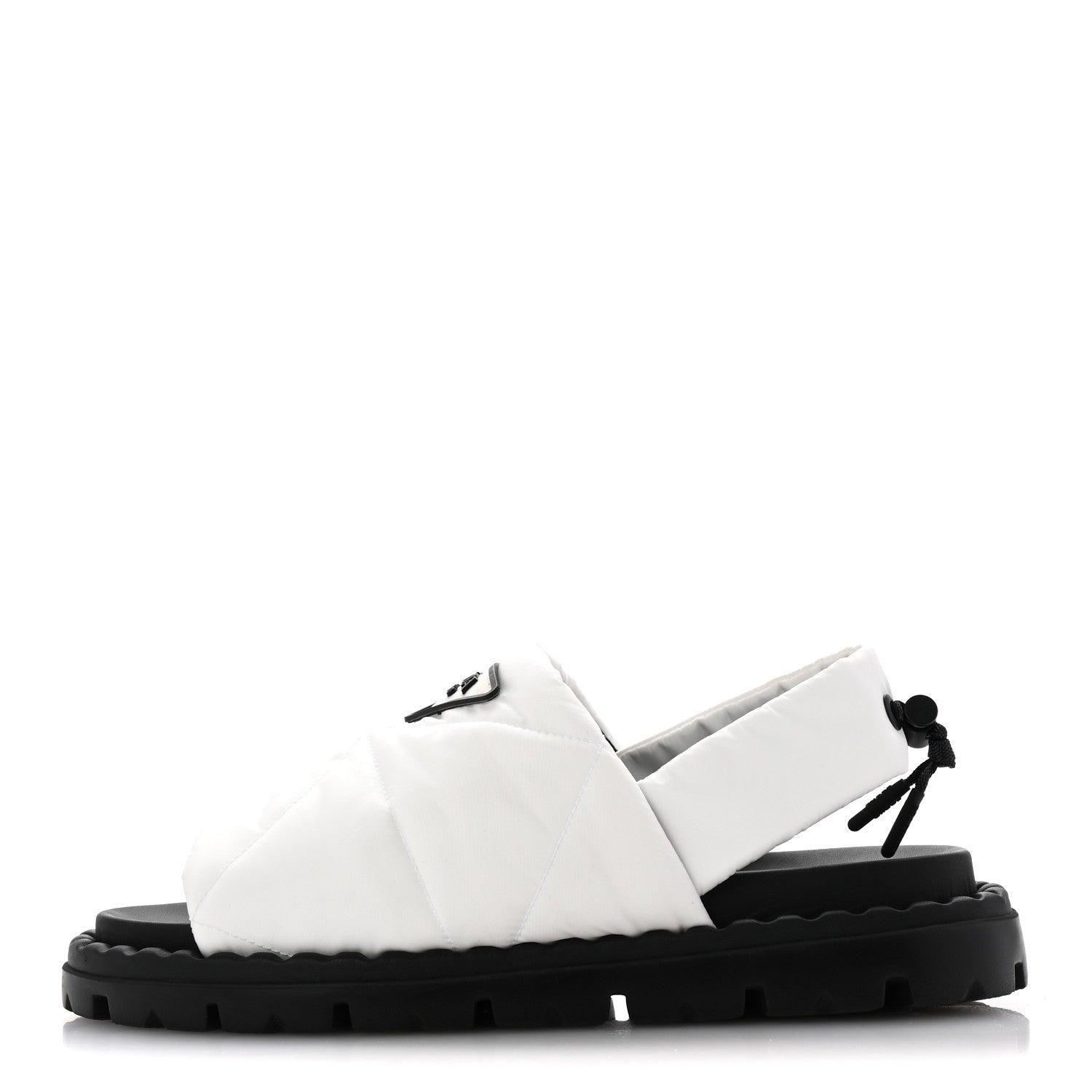 Prada Nylon Triangle Logo Padded Slingback Sandals 38 White 1 of 7