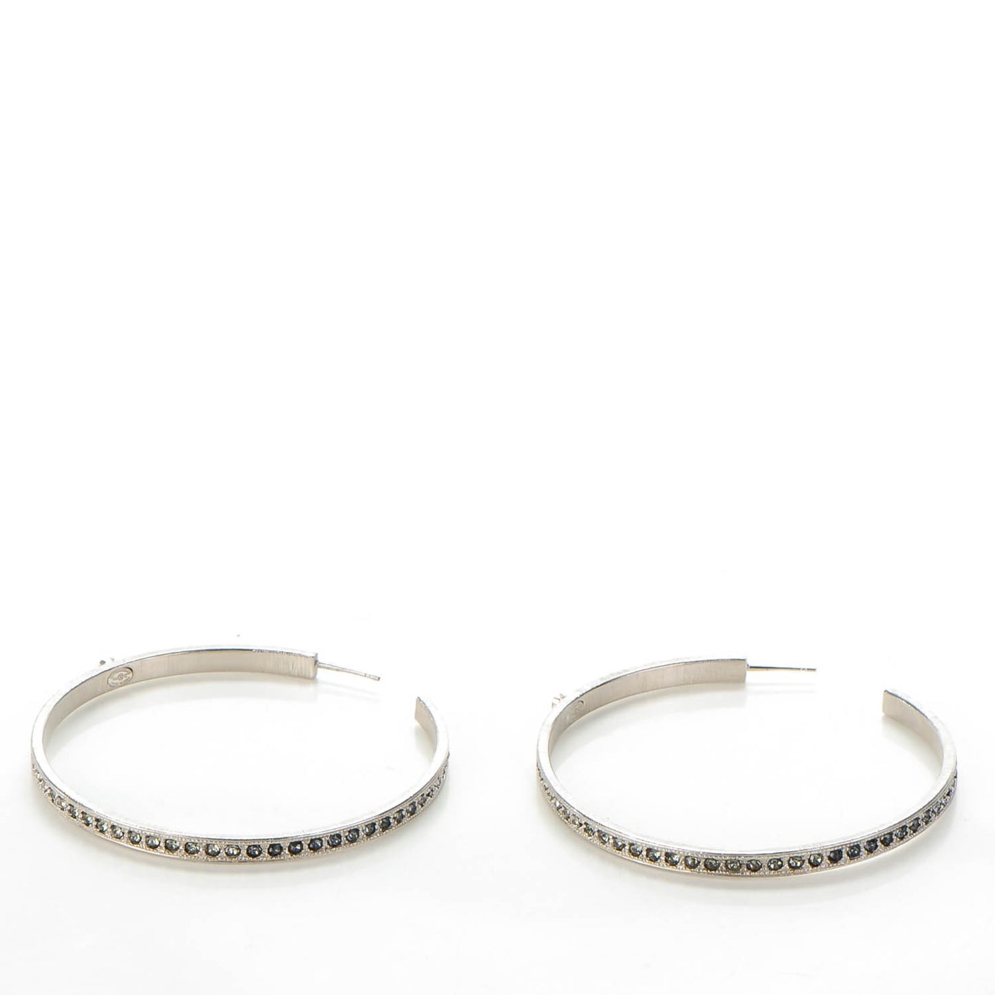 Crystal CC Hoop Earrings Grey Silver