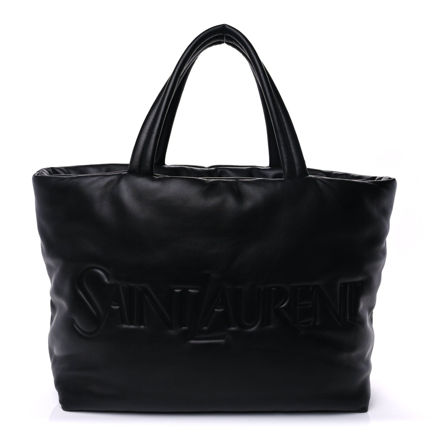 Lambskin Wide Puffer Tote Black