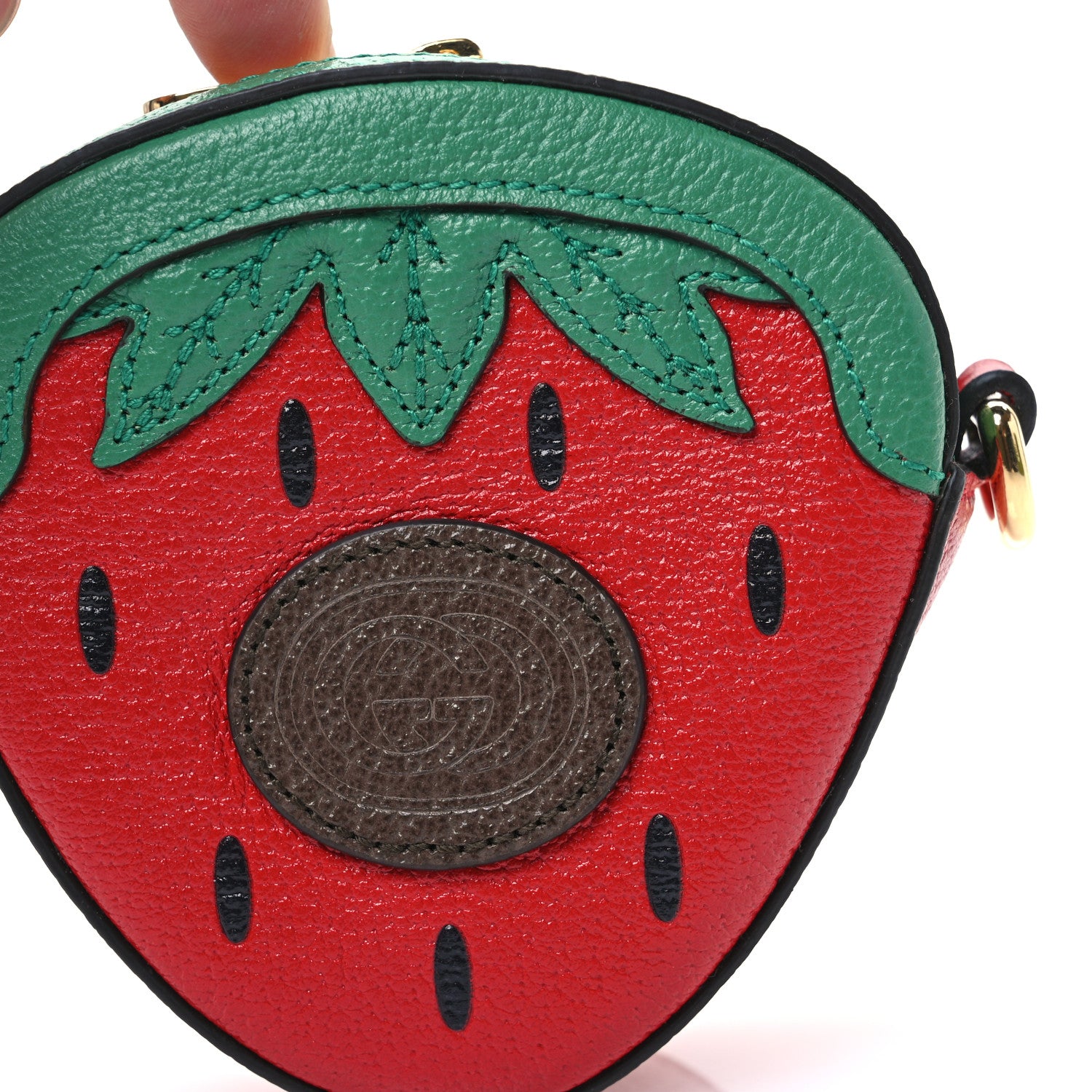 Gucci Textured Dollar Calfskin Retro Interlocking G Fruttini Strawberry Mini Bag Lobster Red Black New Acero 10 of 11