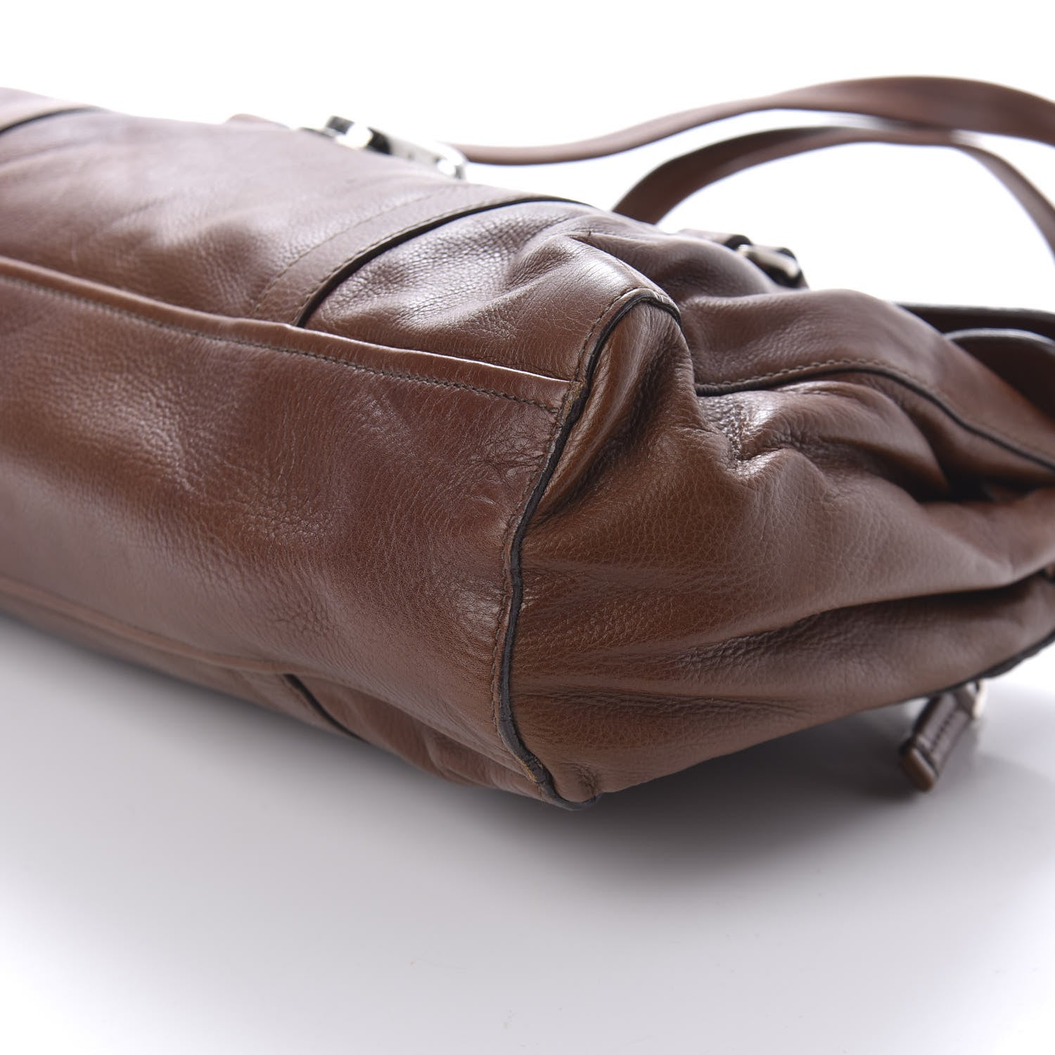 Prada Cervo Antik Easy Foldover Pushlock Satchel Bruciato 7 of 9