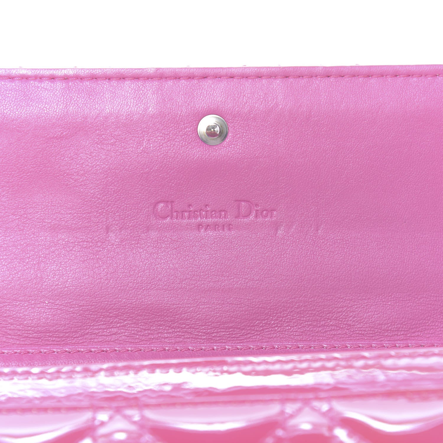 Christian Dior Patent Cannage Rendezvous Chain Wallet Pink 6 of 12