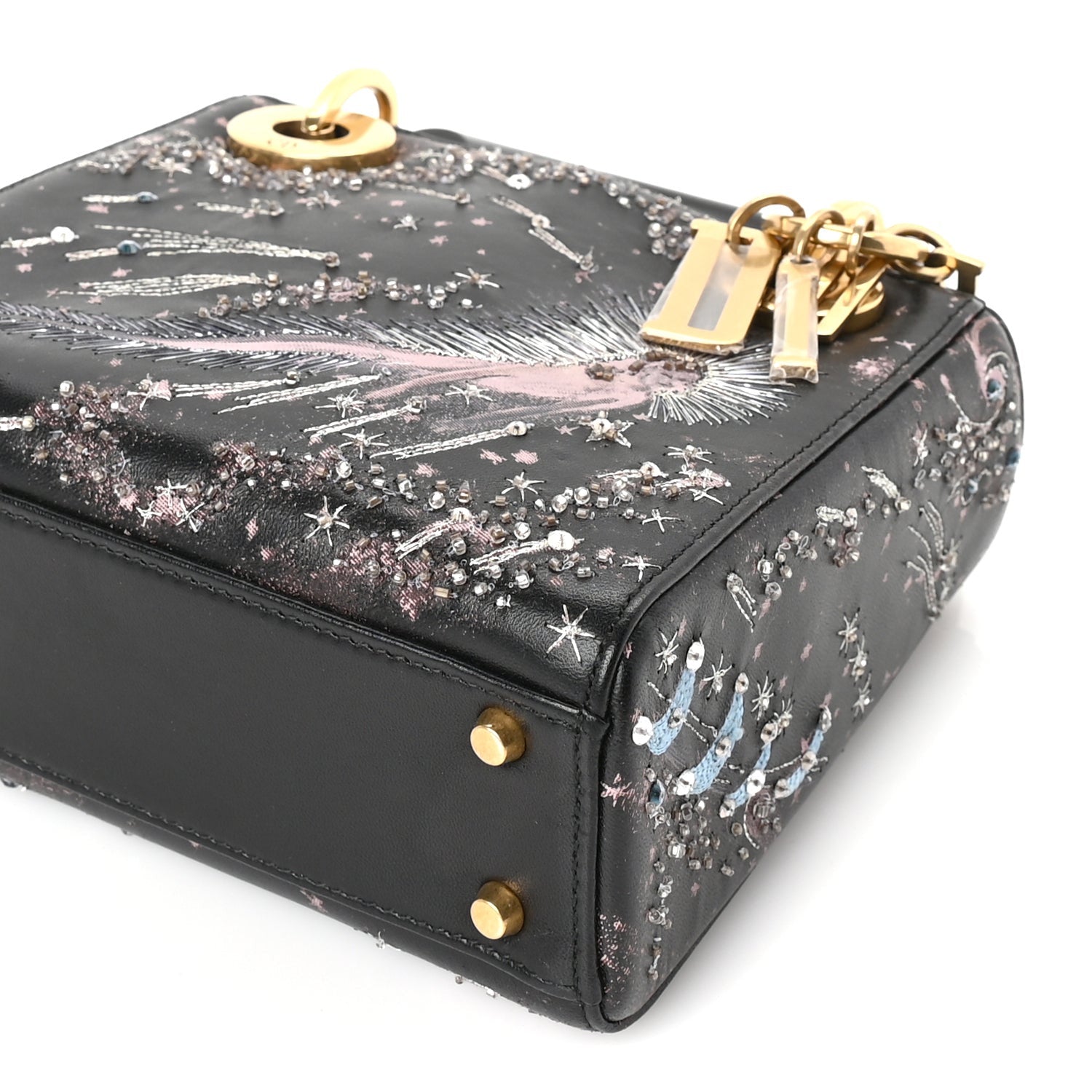 Christian Dior Lambskin Embroidered Mini C'est I Feel Blue Lady Dior  Black 7 of 8