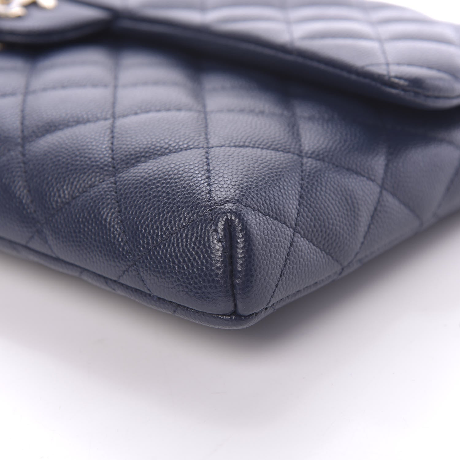 Chanel Caviar Quilted Flap Clutch Navy Blue 9 of 11