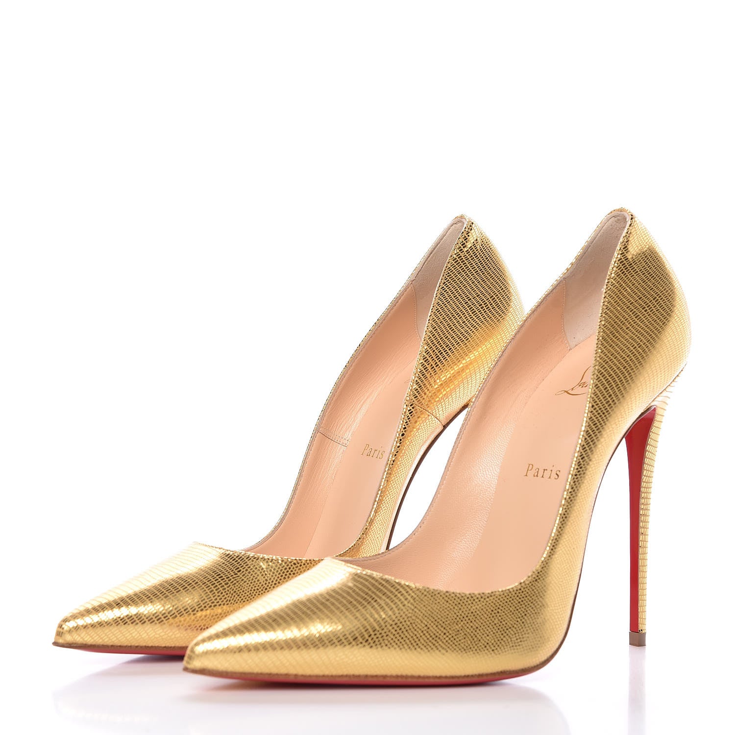 Christian Louboutin Laminato Dino So Kate 120 Pumps 40 Gold 3 of 8