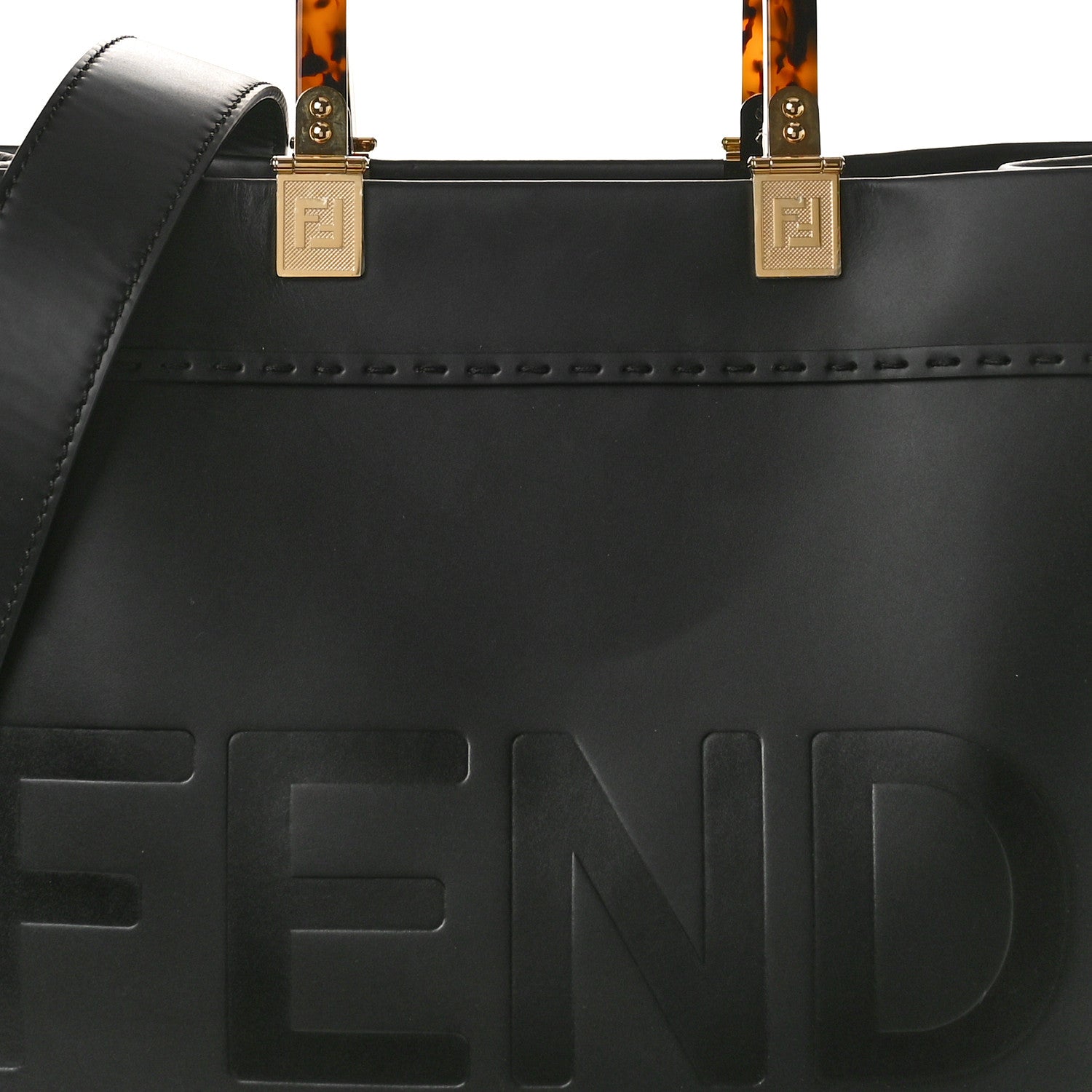 Fendi Vitello King Plexiglass Medium Fendi Sunshine Shopper Tote Black 7 of 9