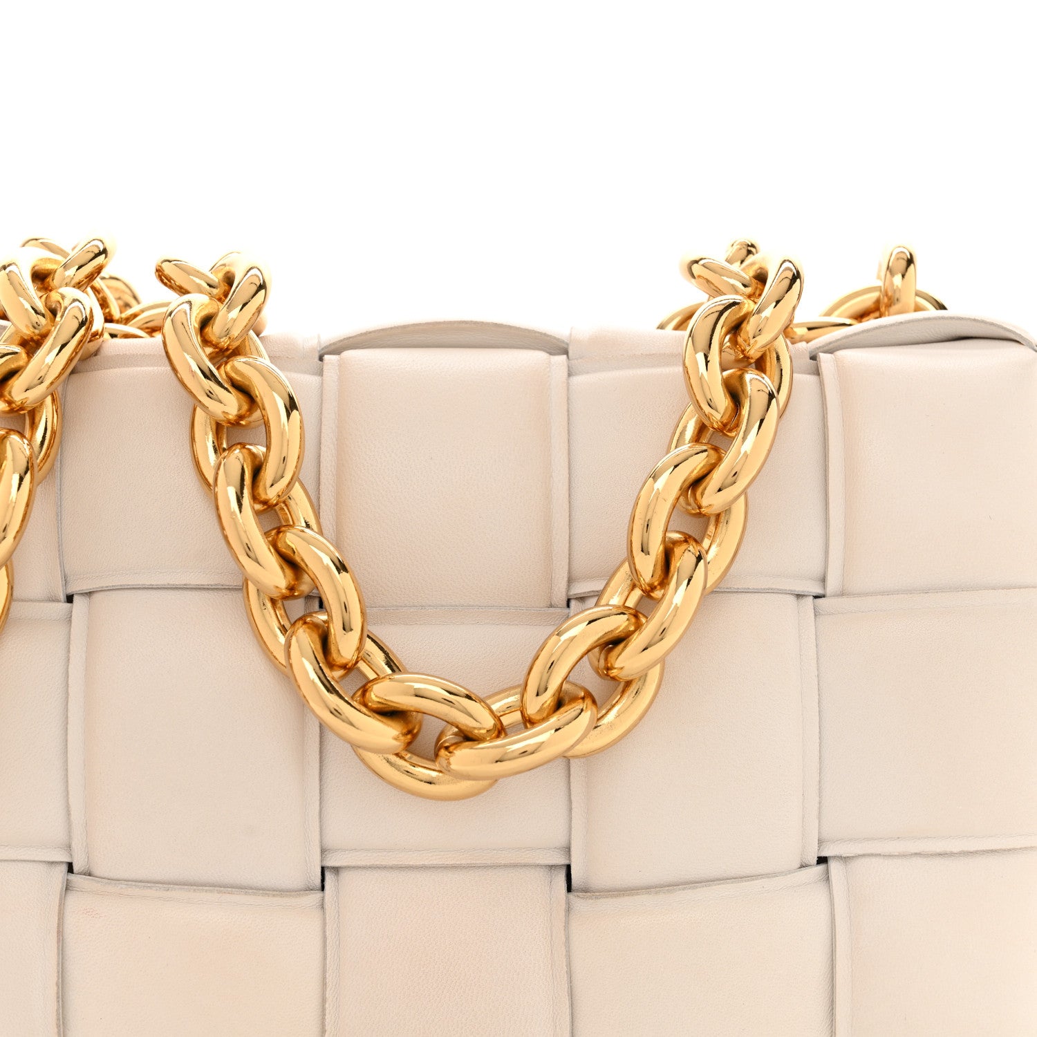 Bottega Veneta Lambskin Maxi Intreccio Padded Chain Cassette Crossbody Bag White 8 of 14