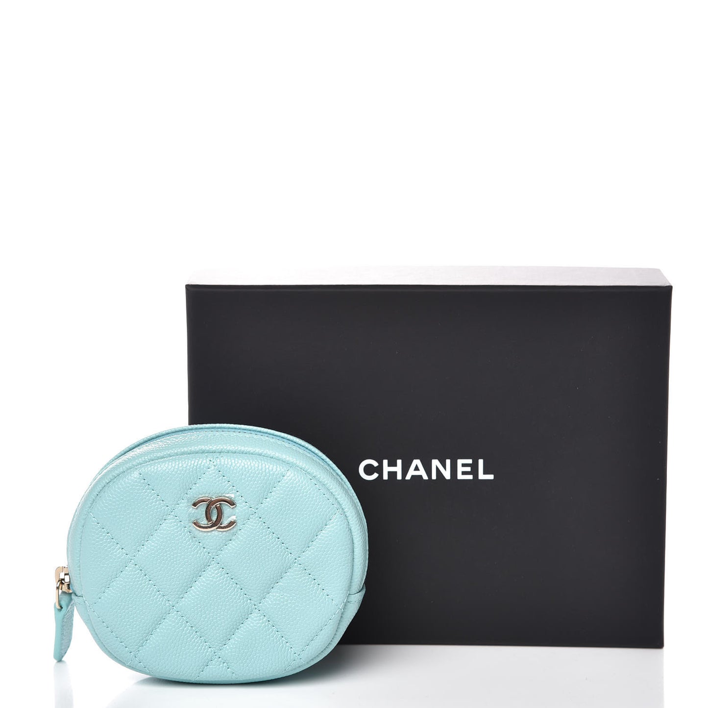 Caviar Quilted Zip Around Classic Coin Purse Light Blue
