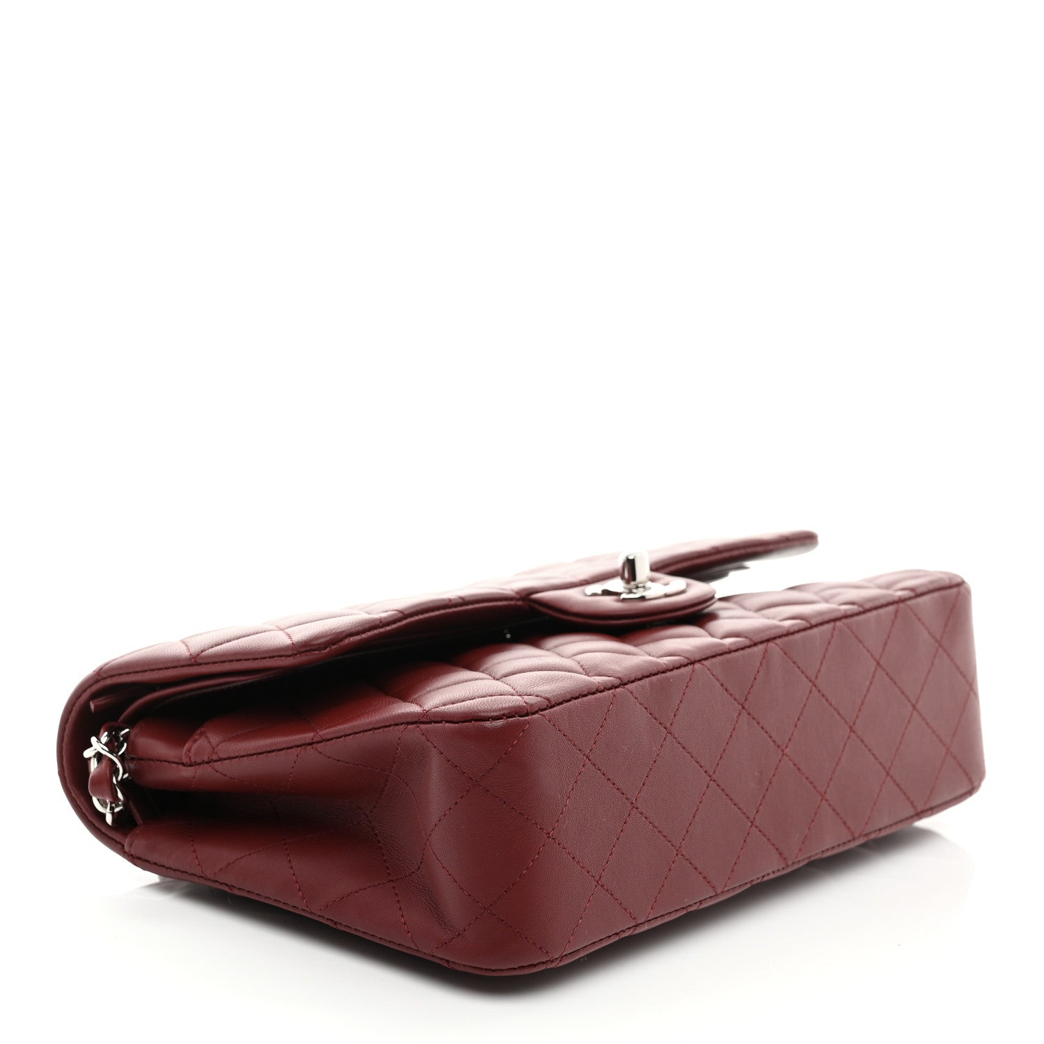 Chanel Lambskin Quilted Medium Double Flap Burgundy 4 of 10